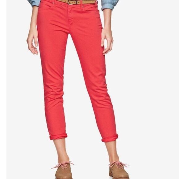 Gap 1969 Women's Red Peach Straight Cropped Legging Jeans Size 24/00 - Picture 1 of 12